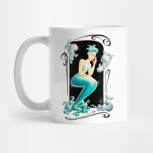 Turquoise mermaid and cat fish Mug